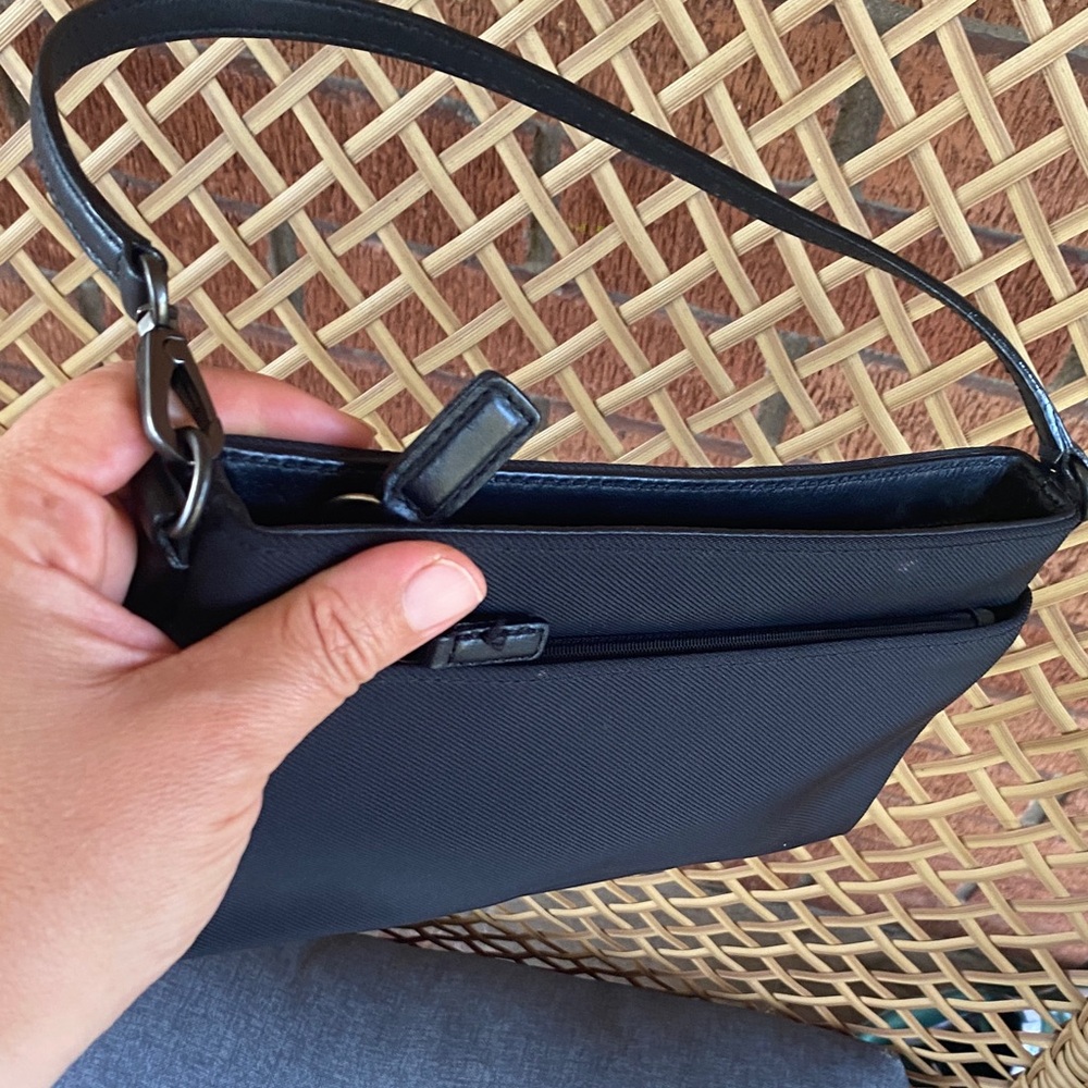 Rare Vintage Mini Coach Baguette Shoulder Bag in Black Nylon / Leather -7407 - Picture 9 of 12